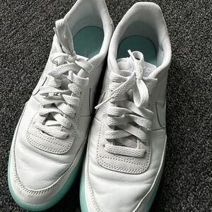 Nike White and Teal Women's Sneakers